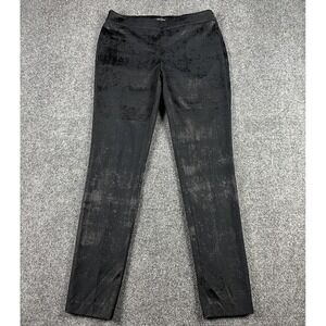 Eileen Fisher Women's Sz 4 Fresco Pull On Pants Black Textured Slim Organic Zip